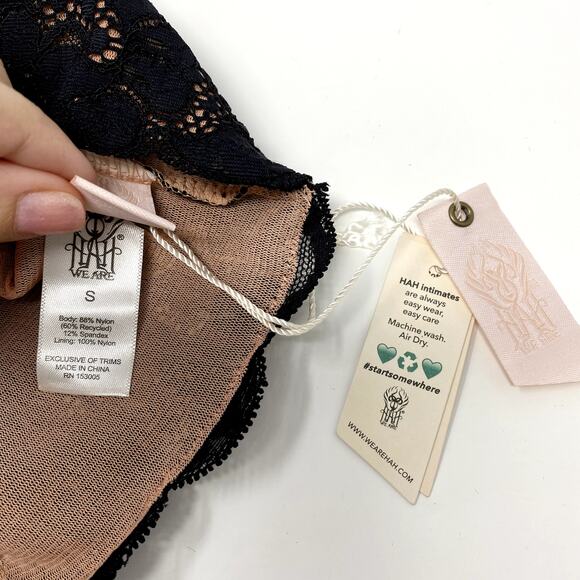 NEW Free People HAH Noir Black Lace Top 2 Bottom Lace-up 4 Way Sultry Cami S - Picture 7 of 7